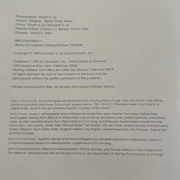 Collectible Beads: A Universal Aesthetic Beadwork Hardcover Book by Robert K Liu - Picture 5 of 6